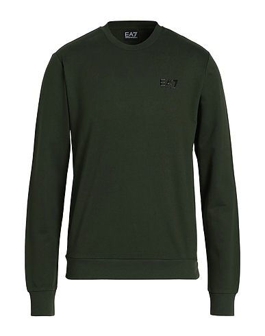 EA7 Sweatshirt Military green 100% Cotton, Elastane