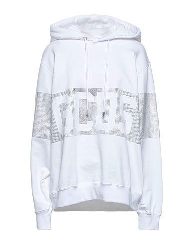 GCDS Hooded track jacket  White 100% Cotton
