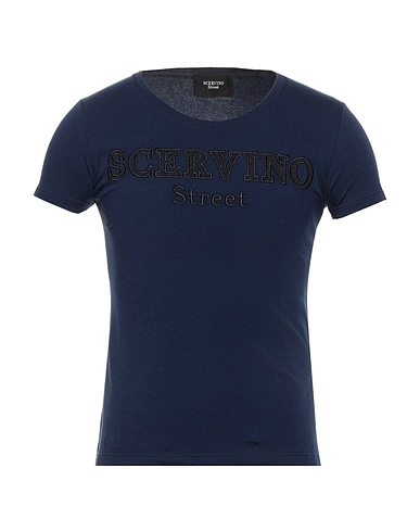SCERVINO T-shirt Midnight blue 95% Cotton, 5% Elastane