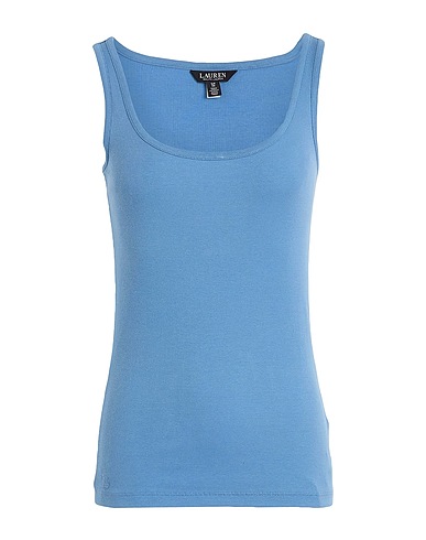 LAUREN RALPH LAUREN タンクトップ ブルーグレー コットン 96% / ポリウレタン 4%