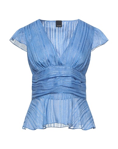 PINKO Top Pastel blue 98% Polyester, 2% Metallic fiber