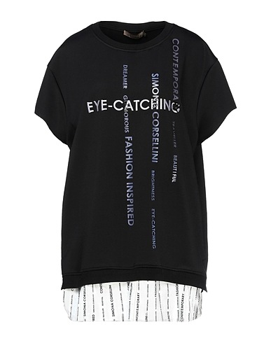 SIMONA CORSELLINI Sweatshirt Black 94% Polyester, 6% Elastane, Cotton