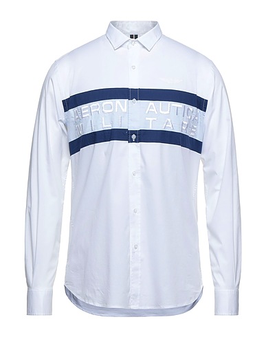 AERONAUTICA MILITARE Striped shirt White 97% Cotton, 3% Elastane