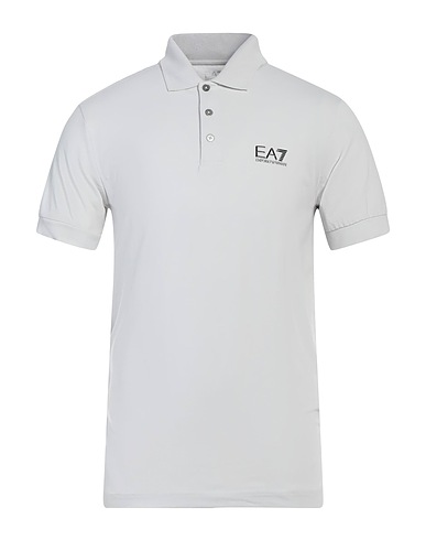 EA7 Polo shirt Light grey 95% Cotton, 5% Elastane