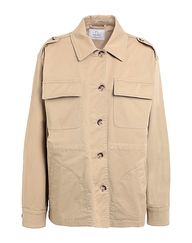 WOOLRICH Μονόχρωμα πουκάμισα και μπλούζες Μπεζ 98% Βαμβάκι, 2% Ελαστάνη