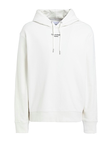 CALVIN KLEIN JEANS Hooded track jacket  STACKED LOGO HOODIE
 Off white 100% Cotton