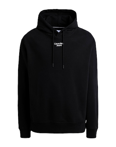 CALVIN KLEIN JEANS Hooded track jacket  STACKED LOGO HOODIE
 Black 100% Cotton