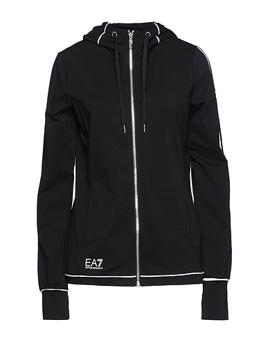 EA7 Hooded sweatshirt Black 95% Cotton, 5% Elastane
