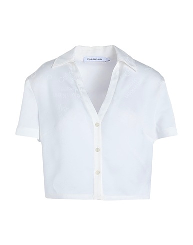 CALVIN KLEIN JEANS Solid colour shirts & blouses White 100% Polyester