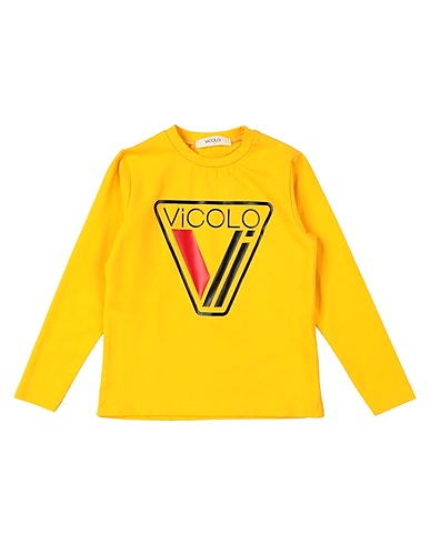VICOLO T-shirt Yellow 90% Cotton, 10% Elastane