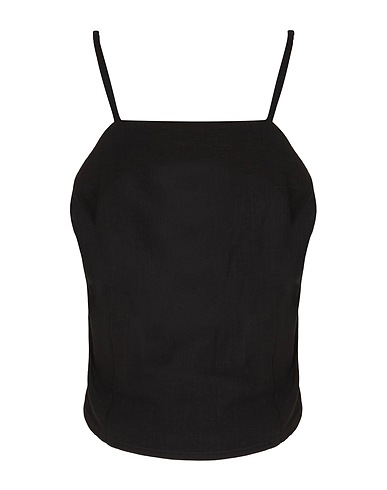 8 by YOOX Camisole VISCOSE-LINEN TOP W/ OPEN BACK
 Black 60% Viscose, 40% Linen