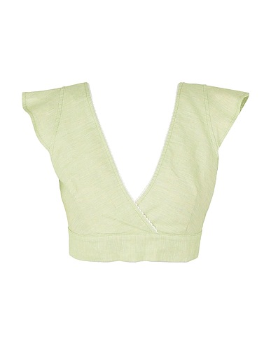 8 by YOOX Crop top COTTON-LINEN CROP TOP W/ OPEN BACK
 Light green 54% Cotton, 30% Linen, 16% Viscose