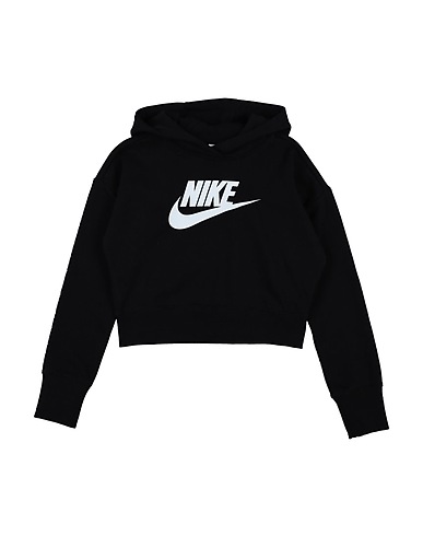 NIKE Hooded track jacket  G NSW CLUB FT CROP HOODIE HBR Black 80% Cotton, 20% Polyester, Elastane