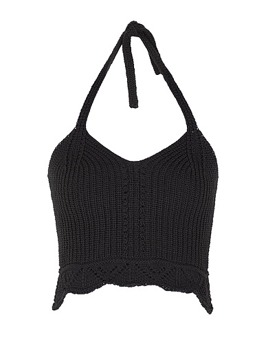 8 by YOOX Crop top COTTON KNIT CROP TOP
 Nero 50% Cotone, 50% Acrilico