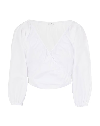 8 by YOOX Top COTTON V-NECK CROP TOP
 Bianco 98% Cotone, 2% Elastan