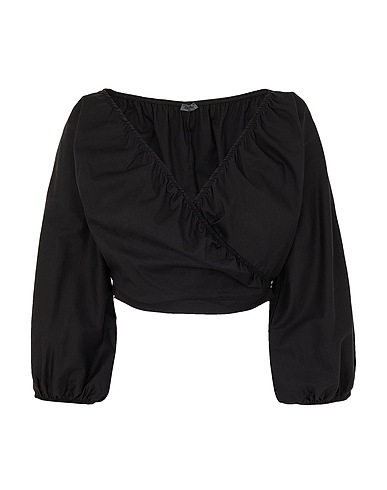 8 by YOOX Top COTTON V-NECK CROP TOP
 Schwarz 98% Baumwolle, 2% Elastan