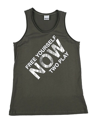 TWO PLAY Tank top Military green 100% Cotton