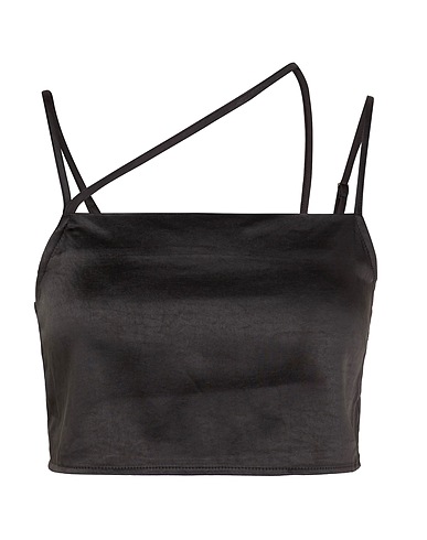 8 by YOOX Camisole STRAP CROP TOP
 Nero 100% Poliestere