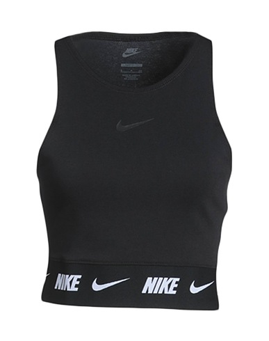NIKE Crop top Black 61% Cotton, 33% Polyester, 6% Elastane