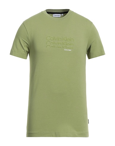CALVIN KLEIN T-shirt Verde salvia 95% Cotone, 5% Elastan