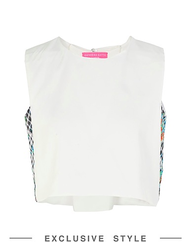 CATERINA GATTA x YOOX Top Blanco 80% Viscosa, 20% Seda