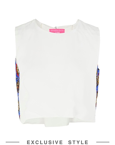 CATERINA GATTA x YOOX Top White 80% Viscose, 20% Silk