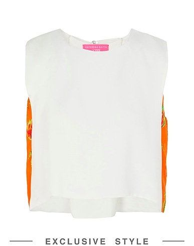 CATERINA GATTA x YOOX Top Bianco 80% Viscosa, 20% Seta