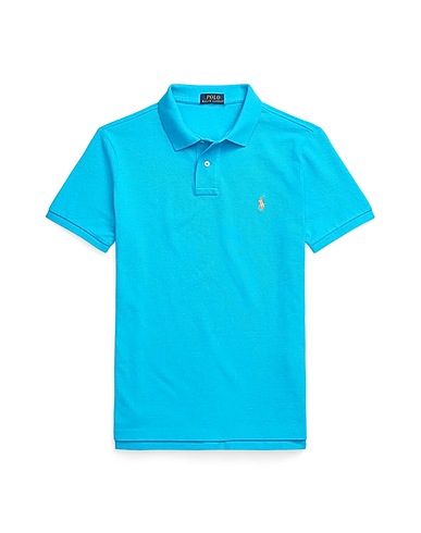 POLO RALPH LAUREN Poloshirt SLIM FIT MESH POLO SHIRT
 Azurblau 100% Baumwolle