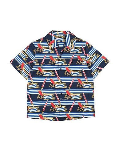 DOLCE&GABBANA Patterned shirt Midnight blue 100% Cotton