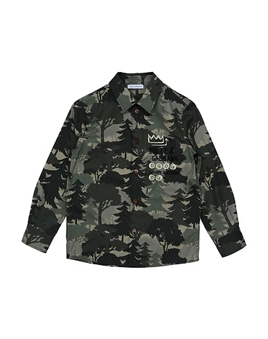 DOLCE&GABBANA Patterned shirt Military green 100% Cotton, Viscose