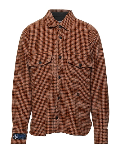 MSGM Patterned shirt Orange 100% Virgin Wool, Polyester