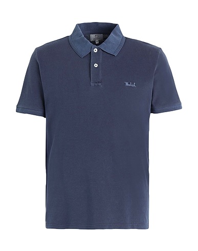 WOOLRICH Polo shirt Midnight blue 95% Cotton, 5% Elastane