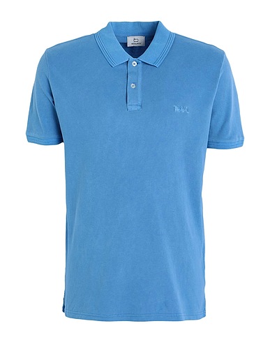 WOOLRICH Polo shirt Light blue 95% Cotton, 5% Elastane