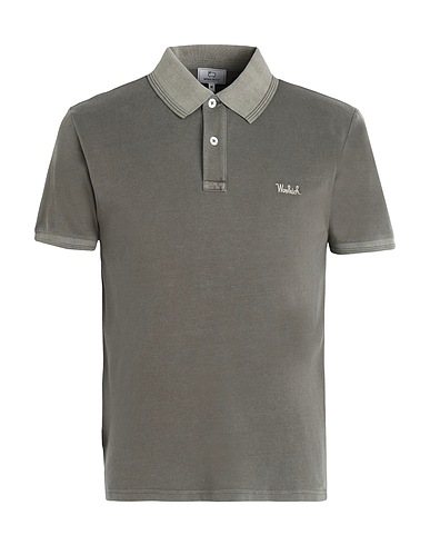 WOOLRICH Polo shirt Military green 95% Cotton, 5% Elastane