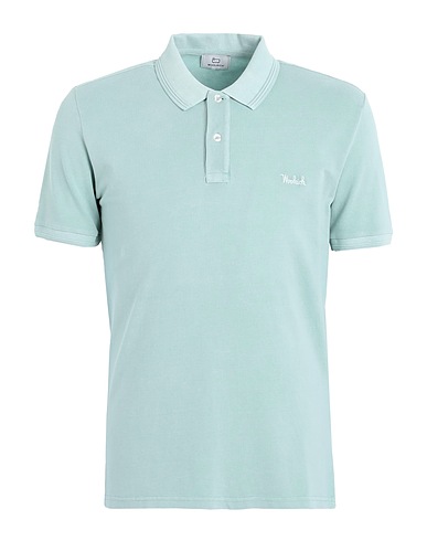 WOOLRICH Polo shirt Light green 95% Cotton, 5% Elastane