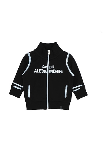 DANIELE ALESSANDRINI Sweatshirt Black 95% Cotton, 5% Elastane