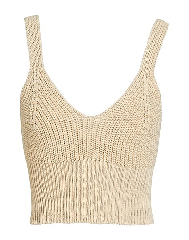 8 by YOOX Crop top Beige 100% Cotone