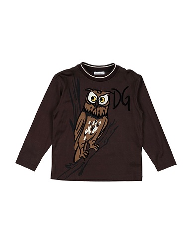 DOLCE&GABBANA T-shirt Dark brown 100% Cotton, PVC - Polyvinyl chloride, Elastane