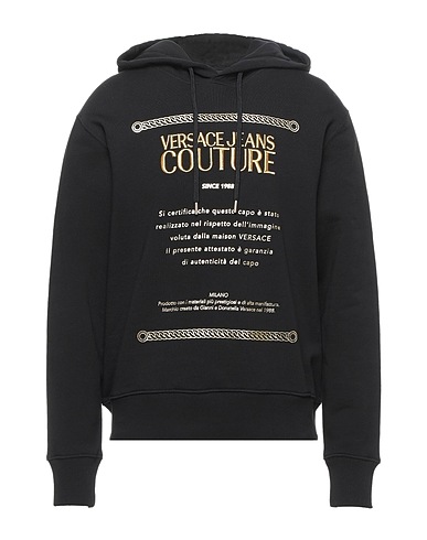 VERSACE JEANS COUTURE Hooded track jacket  Black 100% Cotton