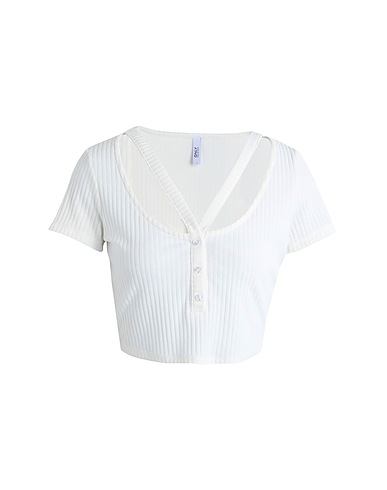 ONLY Crop top Bianco 65% Poliestere, 30% Viscosa, 5% Elastan