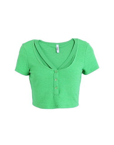 ONLY Crop top Green 65% Polyester, 30% Viscose, 5% Elastane