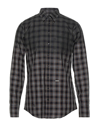 DSQUARED2 Checked shirt Dark brown 100% Cotton