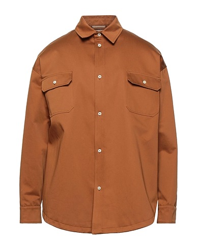 424 FOURTWOFOUR Solid colour shirt Tan 100% Cotton