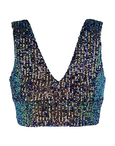 8 by YOOX Crop top Midnight blue 90% Polyester, 10% Polyamide