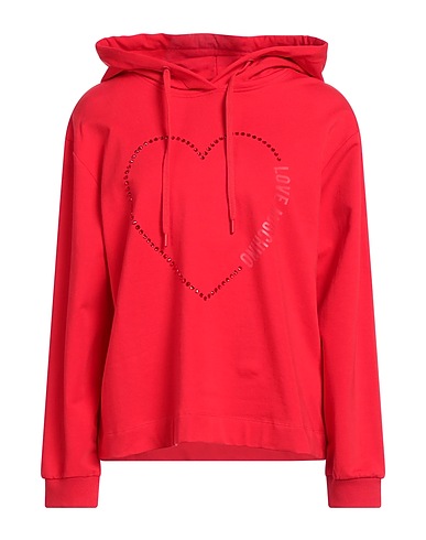 LOVE MOSCHINO Hooded track jacket  Red 95% Cotton, 5% Elastane