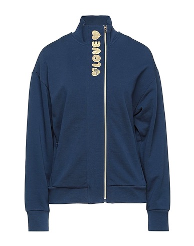 LOVE MOSCHINO Hooded sweatshirt Midnight blue 100% Cotton, Elastane