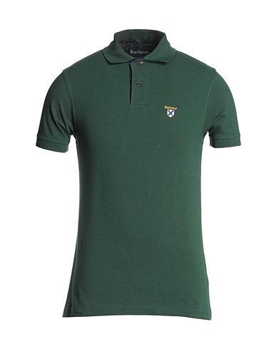 BARBOUR Polo shirt Dark green 100% Cotton