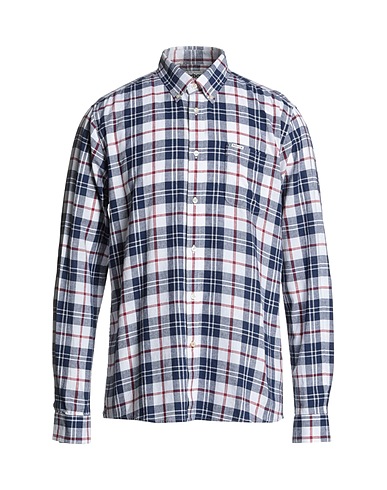 BARBOUR Checked shirt White 55% Linen, 45% Cotton