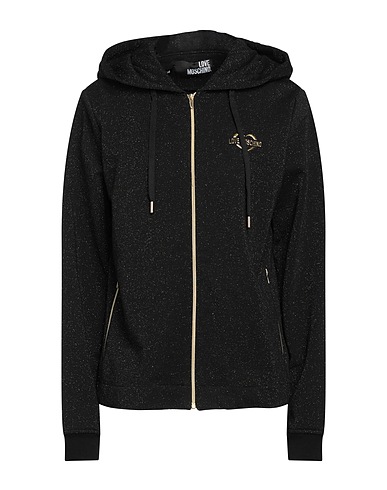 LOVE MOSCHINO Hooded sweatshirt Black 86% Cotton, 14% Polyester, Elastane