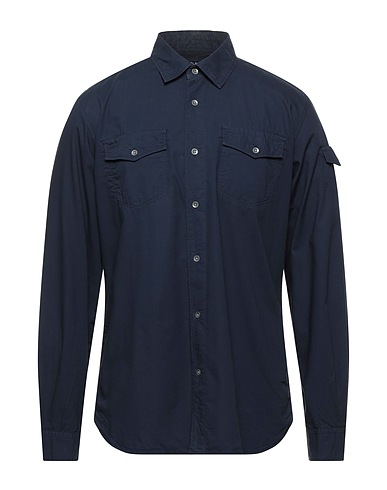 WOOLRICH Solid colour shirt Midnight blue 100% Cotton